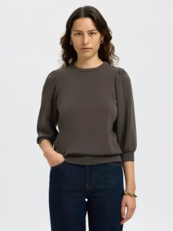 Selected Femme Collegepaidat|Kaikki Paidat>Naisten Pusero, SLFTENNY 3/4 SWEAT TOP NOOS