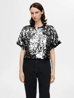Selected Femme Topit|Kaikki Paidat>Naisten Pusero, SLFTANA 3/4 SEQUINS TOP