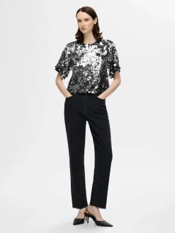 Selected Femme Topit|Kaikki Paidat>Naisten Pusero, SLFTANA 3/4 SEQUINS TOP
