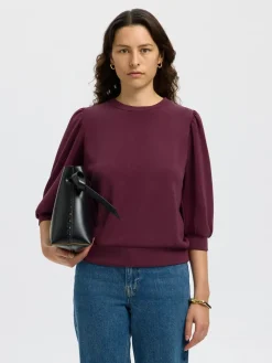 Selected Femme Collegepaidat|Kaikki Paidat>Naisten Pusero, SLFTENNY 3/4 SWEAT TOP NOOS