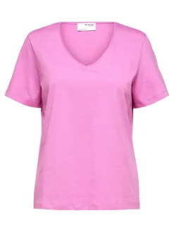Selected Femme T-Paidat|Kaikki Paidat>Naisten T-paita SLFESSENTIAL SS V-NECK TEE NOOS
