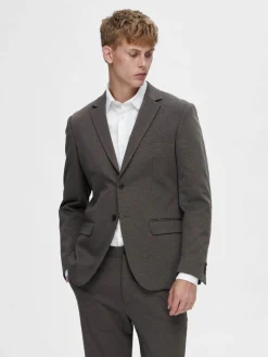 Selected Bleiserit|Kaikki Puvut Ja Bleiserit>Miesten Bleiseri, SLIM AITOR JERSEY BLAZER NOS Ruskea Kuosi