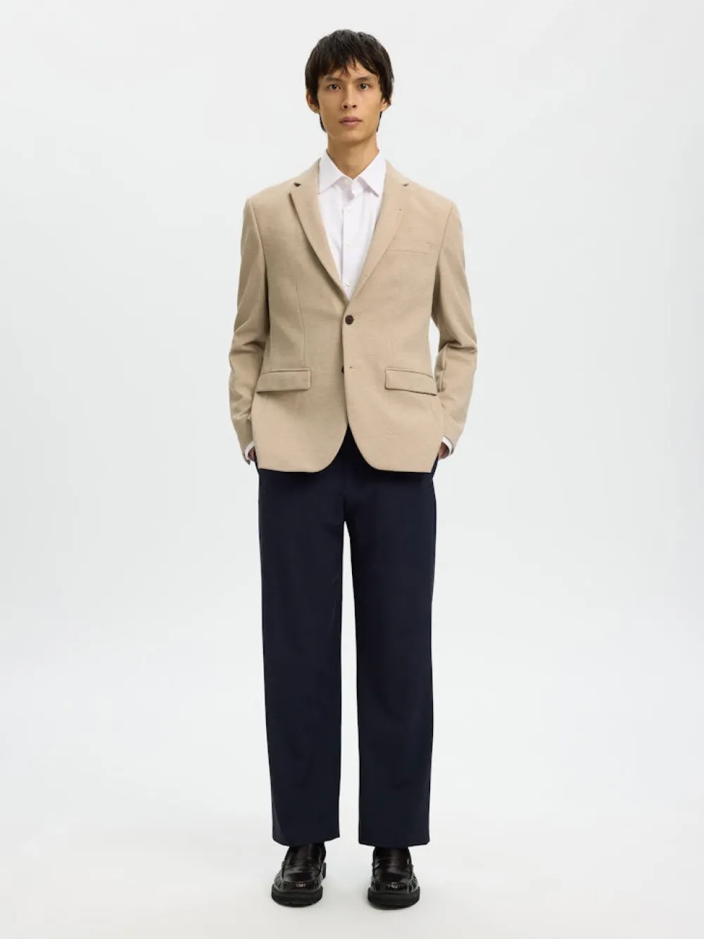 Selected Bleiserit|Kaikki Puvut Ja Bleiserit>miesten bleiseri SLIM-AITOR Jersey BLZ Flex, hiekka