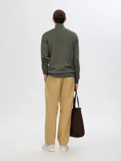 Selected Collegepaidat|Kaikki Paidat>miesten collegepusero, MANUEL SOFT ZIP HIGH NEW SWEAT Armeijanvihreä