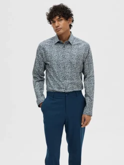 Selected Kauluspaidat|Kaikki Paidat>Miesten Kauluspaita Ethan Aop Shirt Nos Sininen Kuosi