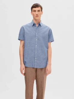 Selected Kauluspaidat|Kaikki Paidat>Miesten Kauluspaita, NEW LINEN SHIRT SS NOS