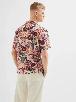 Selected Kauluspaidat|Kaikki Paidat>, Miesten Kauluspaita, Relax Floral Shirt Ss Aop Punainen Kuosi