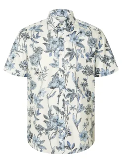 Selected Kauluspaidat|Kaikki Paidat>miesten lyhythihainen kauluspaita, REG ETHAN AOP SS SHIRT Sininen Kuosi