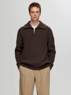 Selected Neulepuserot|Kaikki Neuleet>Miesten Neulepusero LAND LS KNIT HALFZIP