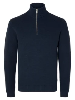 Selected Neulepuserot|Kaikki Neuleet>Miesten Neulepusero, DANE LS KNIT STRUCTURE HALF ZIP