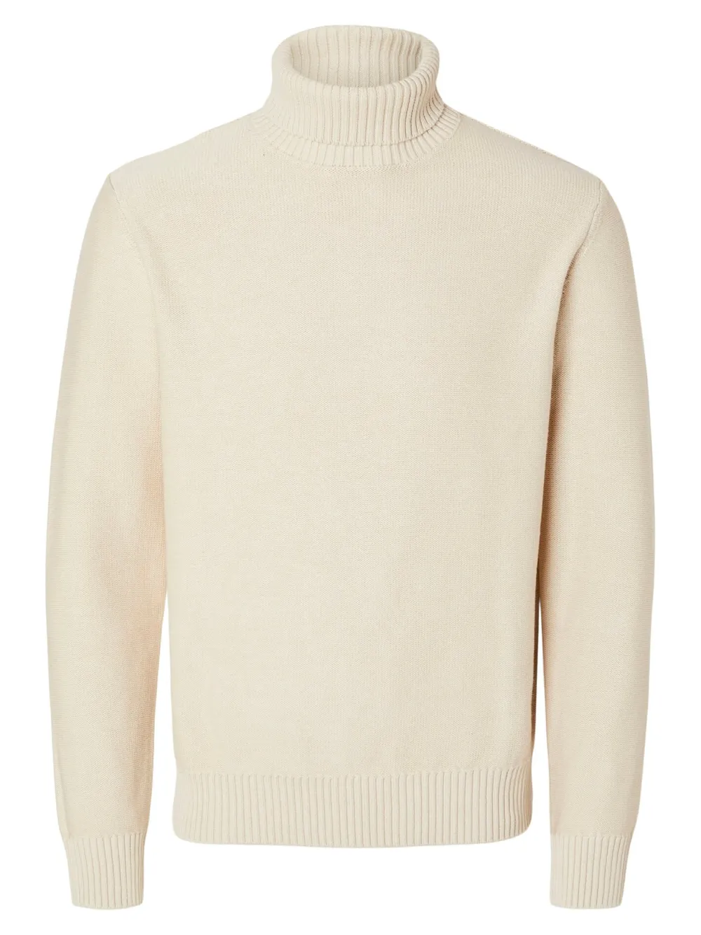 Selected Neulepuserot|Kaikki Neuleet>Miesten Neulepusero, AXEL LS ROLL NECK NOS Luonnonvalkoinen