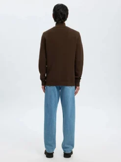 Selected Neulepuserot|Kaikki Neuleet>miesten neulepusero SLHDANE LS KNIT STRUCTURE HALF ZIP NOOS, Demitasse