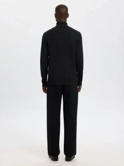 Selected Neulepuserot|Kaikki Neuleet>miesten neulepusero K DANE LS KNIT STRUCTURE ROLLNECK NOS, musta