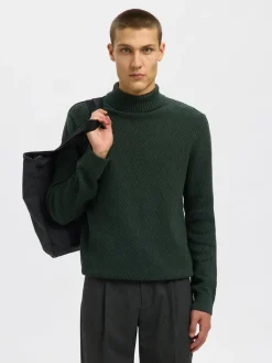 Selected Neulepuserot|Kaikki Neuleet>miesten neulepusero, TREVOR LS KNIT STRUCTURE ROLL NECK