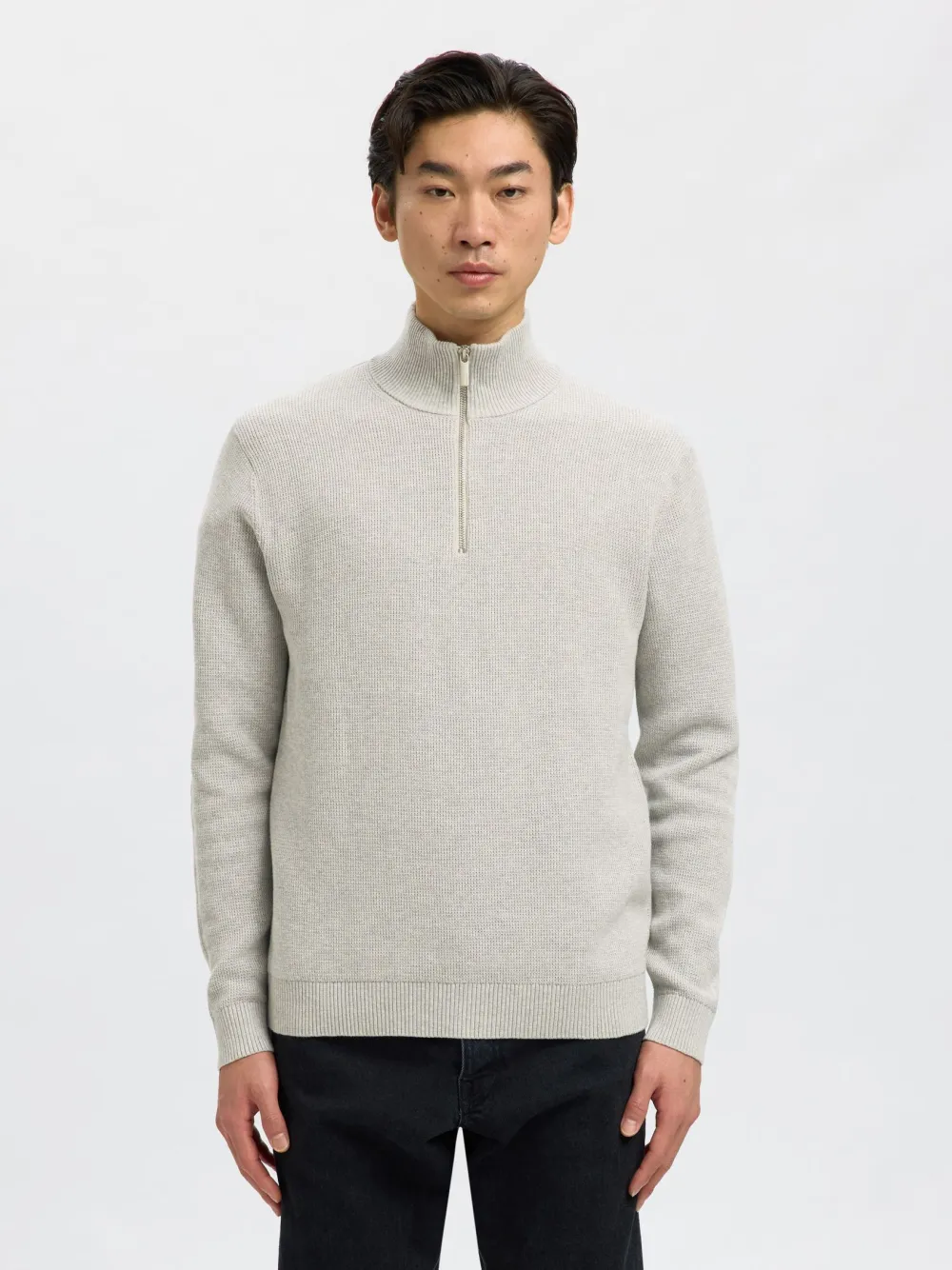 Selected Neulepuserot|Kaikki Neuleet>miesten neulepusero K SLHDANE LS KNIT STRUCTURE HALF ZIP NOO,