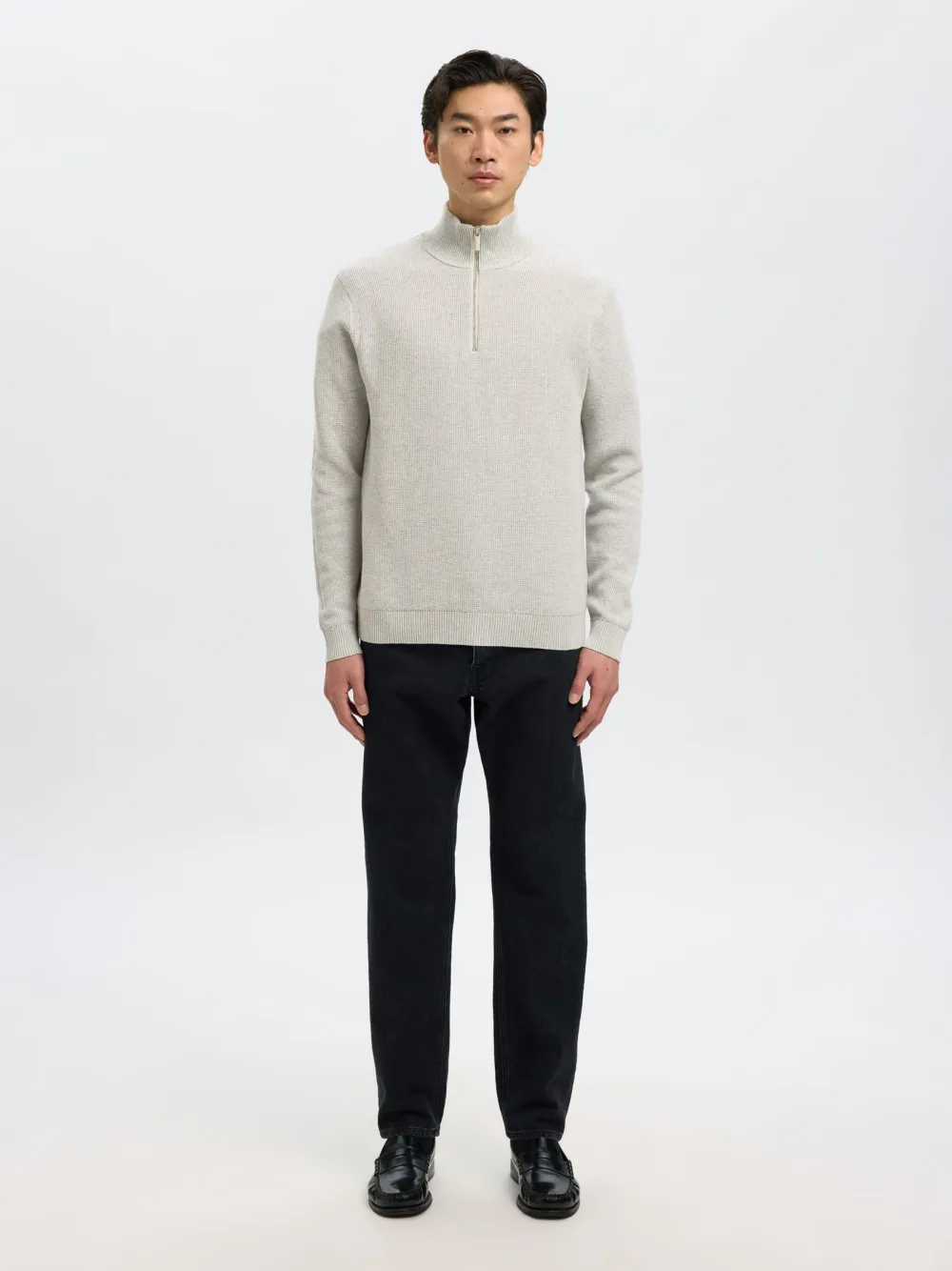 Selected Neulepuserot|Kaikki Neuleet>miesten neulepusero K SLHDANE LS KNIT STRUCTURE HALF ZIP NOO,