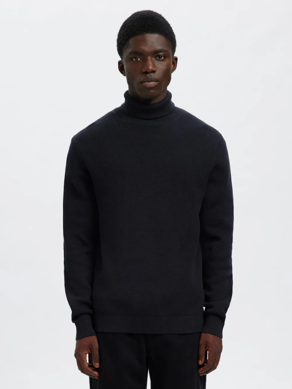 Selected Neulepuserot|Kaikki Neuleet>miesten neulepusero K DANE LS KNIT STRUCTURE ROLLNECK NOS,