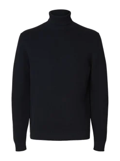 Selected Neulepuserot|Kaikki Neuleet>miesten neulepusero K DANE LS KNIT STRUCTURE ROLLNECK NOS,