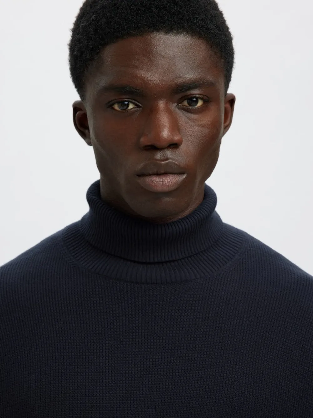 Selected Neulepuserot|Kaikki Neuleet>miesten neulepusero K DANE LS KNIT STRUCTURE ROLLNECK NOS,