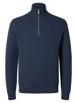 Selected Neulepuserot|Kaikki Neuleet>Miesten Neulepusero, DANE LS KNIT STRUCTURE HALF ZIP