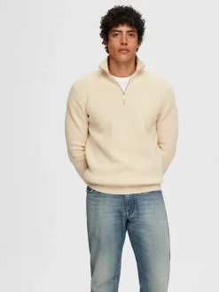 Selected Neulepuserot|Kaikki Neuleet>Miesten Neulepusero, DANE LS KNIT STRUCTURE HALF ZIP