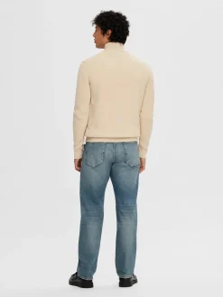 Selected Neulepuserot|Kaikki Neuleet>Miesten Neulepusero, DANE LS KNIT STRUCTURE HALF ZIP