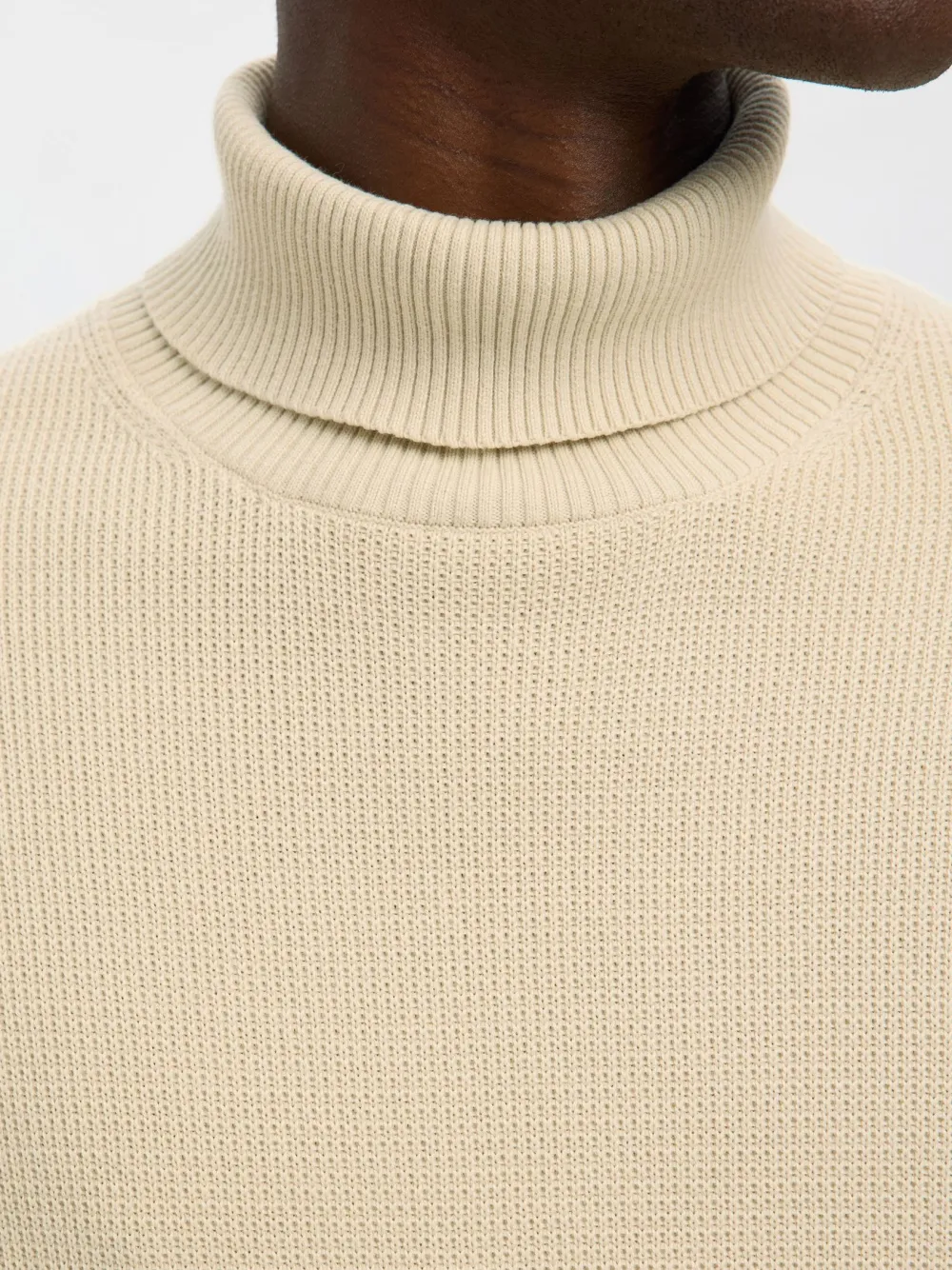 Selected Neulepuserot|Kaikki Neuleet>miesten neulepusero K DANE LS KNIT STRUCTURE ROLLNECK NOS,