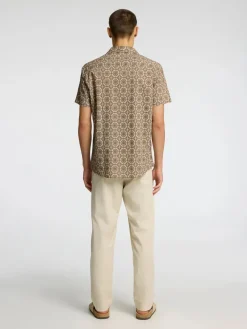 Selected Kauluspaidat|Kaikki Paidat>Miesten Paita NEW LINEN SHIRT RESORT Ruskea Kuosi