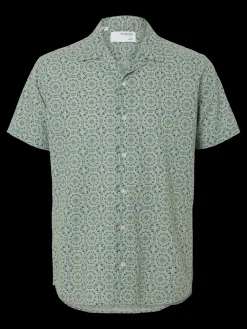 Selected Kauluspaidat|Kaikki Paidat>Miesten Paita NEW LINEN SHIRT RESORT Vihreä Kuosi