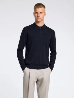 Selected Neulepuserot|Kaikki Neuleet>miesten pitkähihainen pikeepaita, SLHBERG LS HALF ZIP POLO