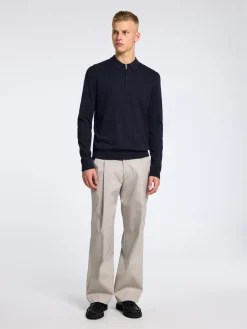 Selected Neulepuserot|Kaikki Neuleet>miesten pitkähihainen pikeepaita, SLHBERG LS HALF ZIP POLO