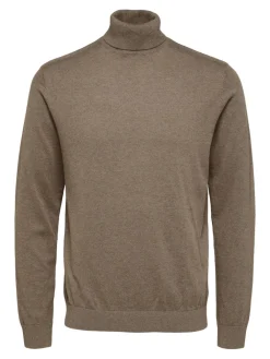 Selected Neulepuserot|Kaikki Neuleet>Miesten Pooloneule Berg Roll Neck NOOS, Teak Melange