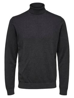 Selected Neulepuserot|Kaikki Neuleet>miesten pooloneule Berg Roll Neck Noos, Antracit Melange