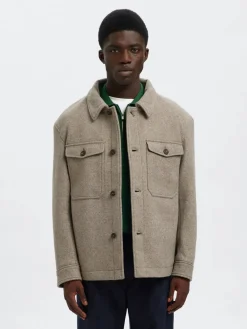 Selected Paitatakit|Kaikki Paidat>miesten takki, SLHMITCH WOOL BLEND SHACKET