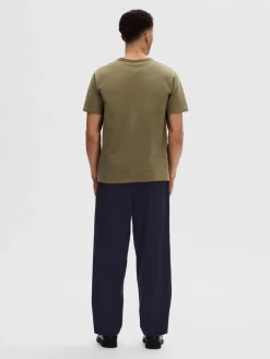 Selected T-Paidat|Kaikki Paidat>miesten t-paita, SANDER SEERSUCKER SS O-NECK Armeijanvihreä