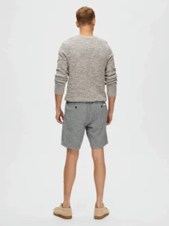 Selected Shortsit|Kaikki Housut Ja Farkut>shortsit, COMFORT BRODY LINEN SHORTS Sininen Kuosi