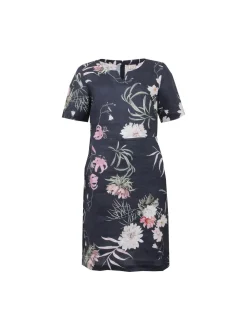 S.T.I Mekot|Kaikki Mekot Ja Hameet>naisten mekko, CARENNA PRINT LINEN DRESS 100CM