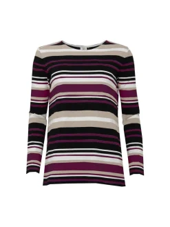 S.T.I Pitkähihaiset Paidat|Kaikki Paidat>naisten paita, SIRIANNA TRICOT Raidallinen Viininpunainen