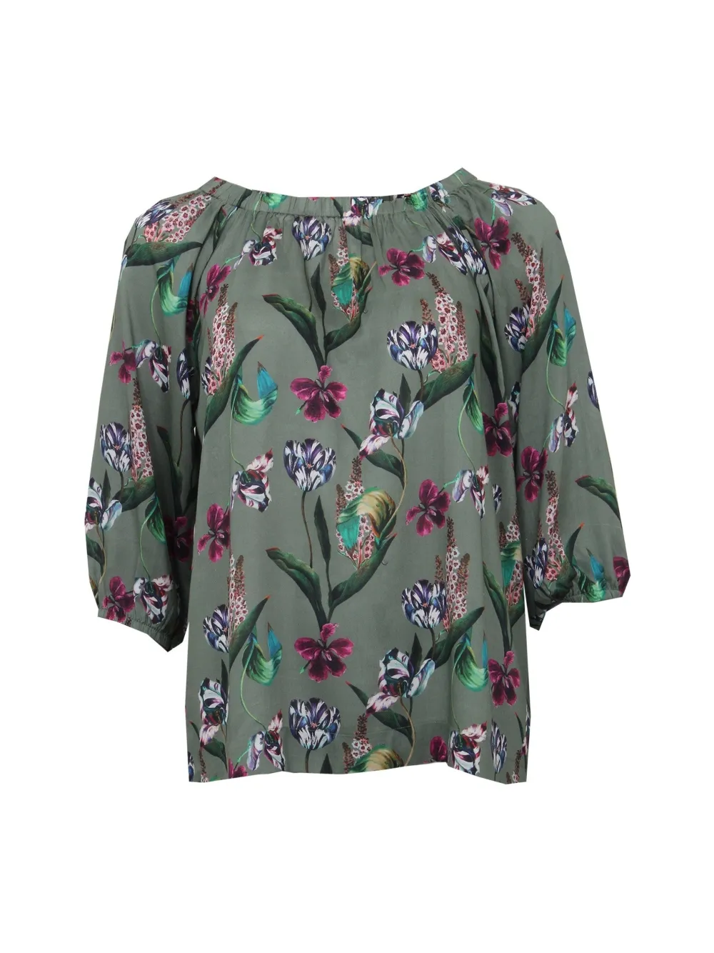 S.T.I Puserot|Kaikki Paidat>naisten pusero, KALLIE BLOUSE Kuosi, Vihreä