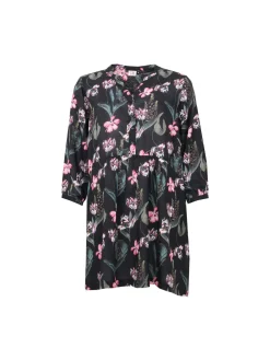 S.T.I Tunikat|Kaikki Paidat>naisten tunika, KASANDRA TUNIC 84 CM Musta Kuosi