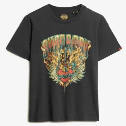 Superdry T-Paidat|Kaikki Paidat>naisten t-paita, Biker Rock Graphic Relaxed Tee