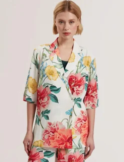 Ted Baker Bleiserit|Kevättakit>naisten bleiseri, NYMPHA Printed Short Sleeve Blazer