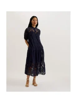 Ted Baker Mekot|Kaikki Mekot Ja Hameet>Naisten Mekko, XATIVA laced midi Shirt Dress With Puff