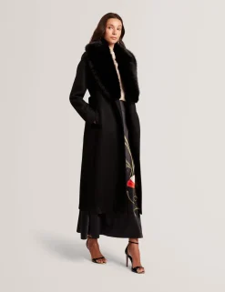 Ted Baker Talvitakit|Villakangastakit>naisten takki MUSEA FAUX FUR BELTED LONG COAT,