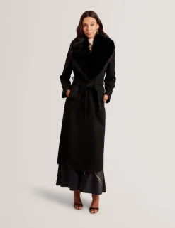 Ted Baker Talvitakit|Villakangastakit>naisten takki MUSEA FAUX FUR BELTED LONG COAT,