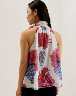 Ted Baker Topit|Kaikki Paidat>Naisten Toppi, AKAKI Organza printed Tie Neck Top