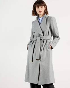 Ted Baker Talvitakit|Villakangastakit>Naisten Villakangastakki, Rose Midi Wool Wrap Coat Vaaleanharmaa