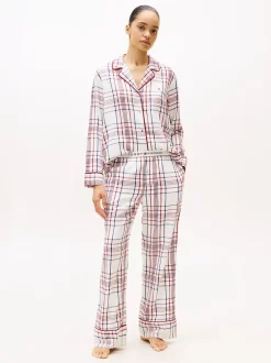 Tommy Hilfiger Pyjamat Ja Yöasut|Kaikki Alusasut Ja Pyjamat>K-gift LS FLNL Shirt Set Slippers naisten pyjama,