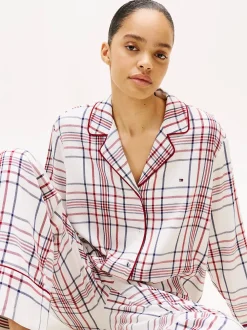 Tommy Hilfiger Pyjamat Ja Yöasut|Kaikki Alusasut Ja Pyjamat>K-gift LS FLNL Shirt Set Slippers naisten pyjama,