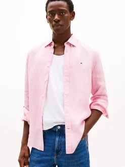 Tommy Hilfiger Kauluspaidat|Kaikki Paidat>miesten kauluspaita, PIGEMENT DYED LINEN SOLID